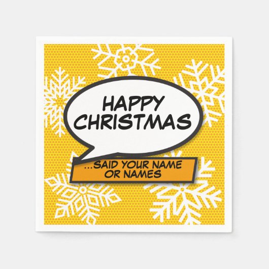 Serviette En Papier Snowflakes Speech Buble Fun Retro Comédie Livre (Devant)