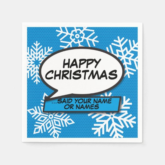 Serviette En Papier Snowflakes Speech Buble Fun Retro Comédie Livre (Devant)