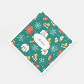 Serviette En Papier Snowflakes Turquoise Monogramme Motif Noël (Coin)