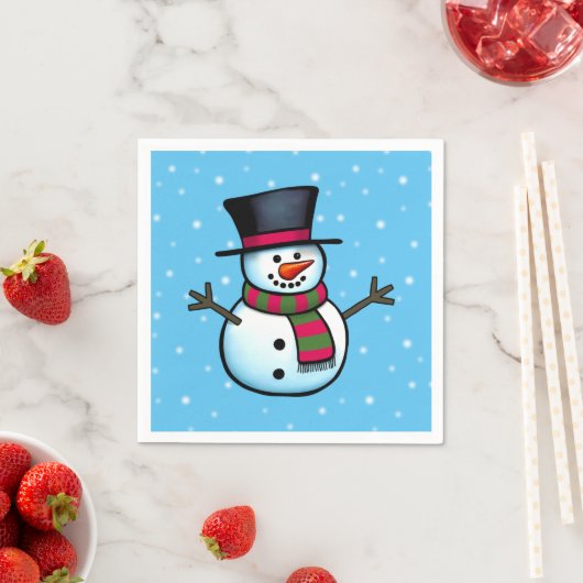 Serviette En Papier Snowman (En situation)