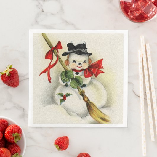 Serviette En Papier Snowman 001 (En situation)