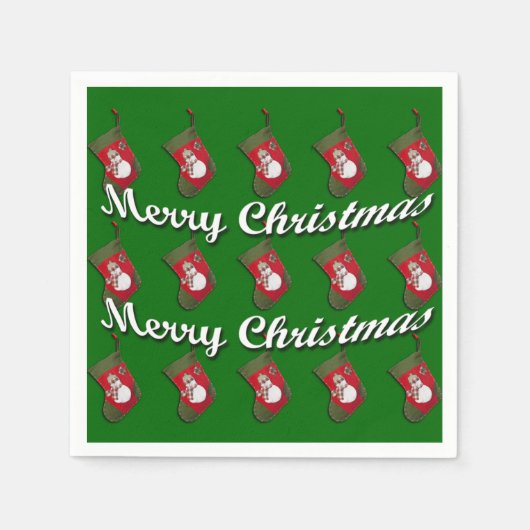 Serviette En Papier Snowman à Noël Se Stocker sur le vert (Devant)