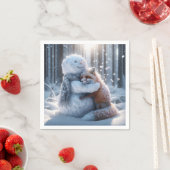 Serviette En Papier Snowman Accroche Un Renard (En situation)