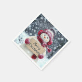 Serviette En Papier Snowman avec joyeux signe de Noël (Coin)