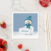 Serviette En Papier Snowman avec le signe Let It Snow (En situation)