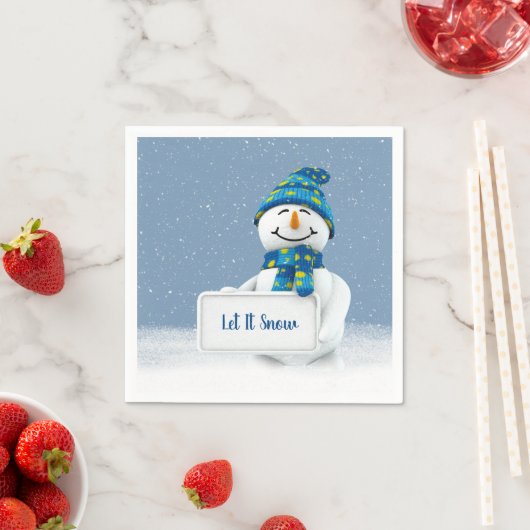 Serviette En Papier Snowman avec le signe Let It Snow (En situation)