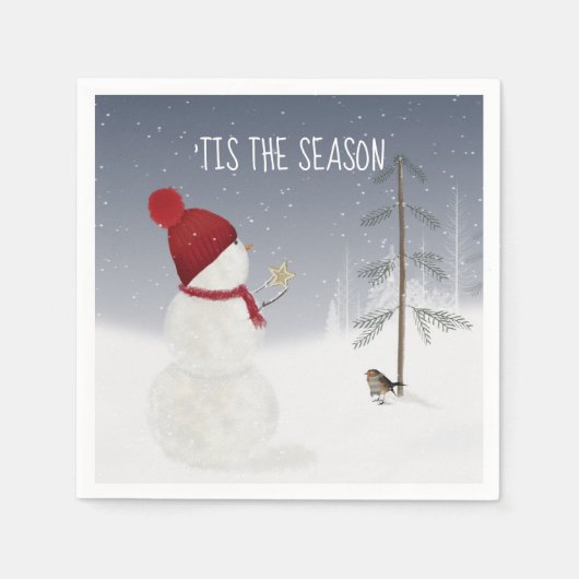 Serviette En Papier Snowman Avec Star De Noël (Devant)