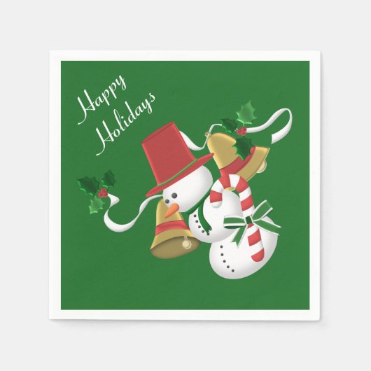 Serviette En Papier Snowman Bells Noël (Devant)