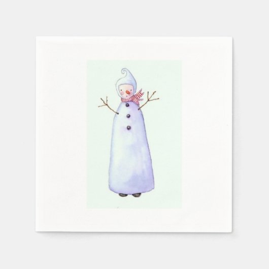 Serviette En Papier snowman cocktail napkin (Devant)
