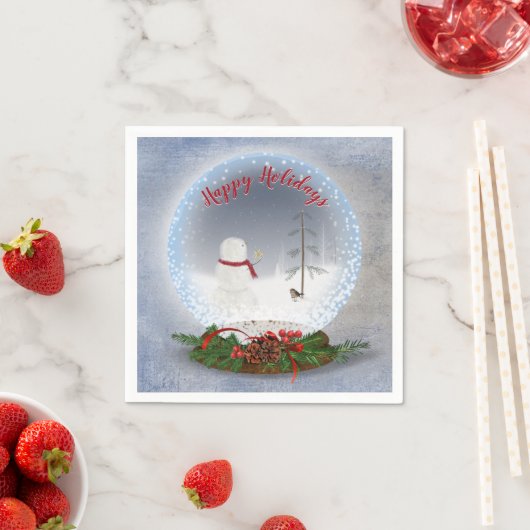 Serviette En Papier Snowman Dans Le Globe Des Neiges De Noël (En situation)