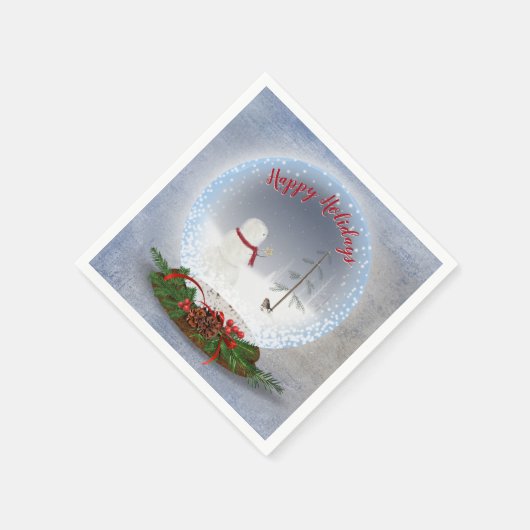 Serviette En Papier Snowman Dans Le Globe Des Neiges De Noël (Coin)
