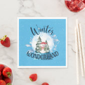 Serviette En Papier Snowman dans le monde des neiges (En situation)