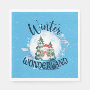 Serviette En Papier Snowman dans le monde des neiges