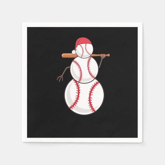 Serviette En Papier Snowman de baseball de Noël (Devant)