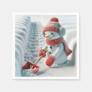 Serviette En Papier Snowman De Noël Avec Chaussure Rouge
