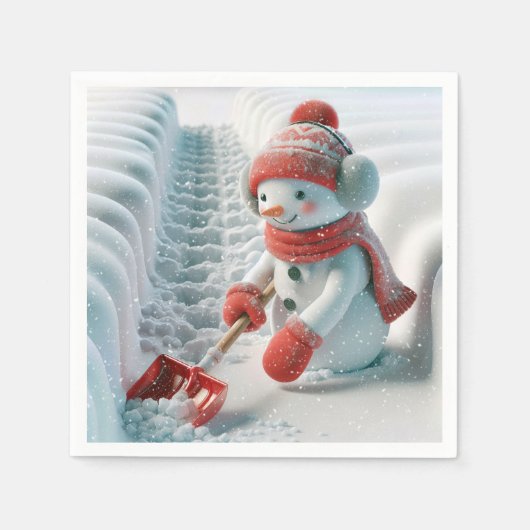 Serviette En Papier Snowman De Noël Avec Chaussure Rouge (Devant)