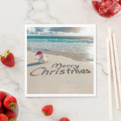 Serviette En Papier Snowman de Noël tropical sur une plage (En situation)