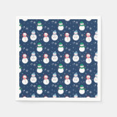 Serviette En Papier Snowman et Snowflakes Blue Motif Cocktail (Devant)