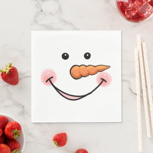 Serviette En Papier Snowman Face Carotte Nez Napkin (En situation)