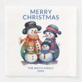 Serviette En Papier Snowman Family Blue Christmas Party (Devant)