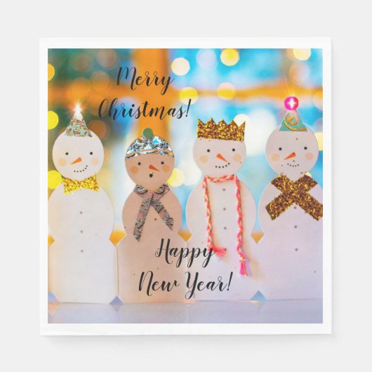 Serviette En Papier Snowman Fun Élégante fête de Noël (Devant)