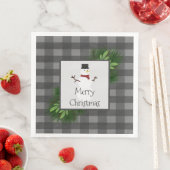 Serviette En Papier Snowman Gris Buffalo Plat Papier Napkin (En situation)