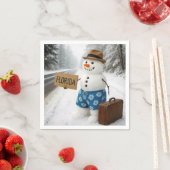 Serviette En Papier Snowman Hitchhiking to Florida (En situation)