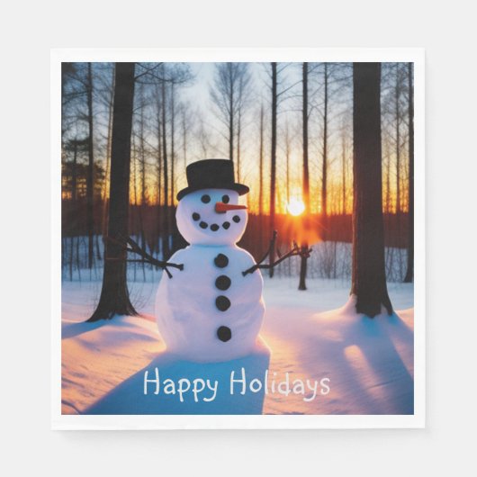 Serviette En Papier Snowman Joyeuses Fêtes (Devant)
