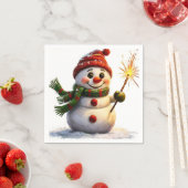 Serviette En Papier Snowman joyeux (En situation)