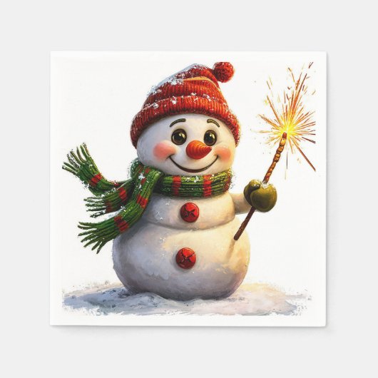 Serviette En Papier Snowman joyeux (Devant)
