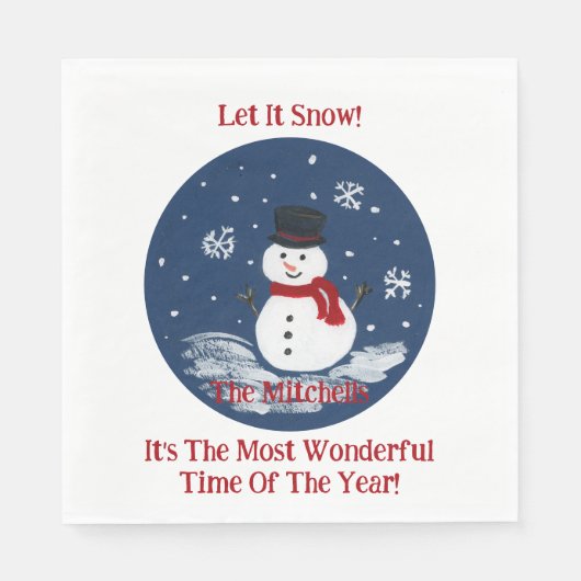 Serviette En Papier Snowman Merveilleux Temps Année PERSONNALISER Nom (Devant)