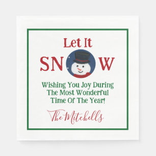 Serviette En Papier Snowman Merveilleux Temps Année PERSONNALISER Nom