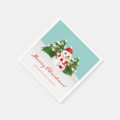 Serviette En Papier Snowman mignon Et Nom Personnalisé Noël (Coin)
