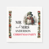 Serviette En Papier Snowman mignon voeux de Noël Papier Napkin (Devant)