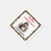 Serviette En Papier Snowman mignon voeux de Noël Papier Napkin (Coin)