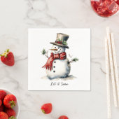 Serviette En Papier Snowman Napkin Editable (En situation)