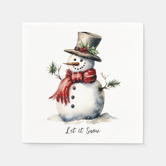 Serviette En Papier Snowman Napkin Editable (Devant)