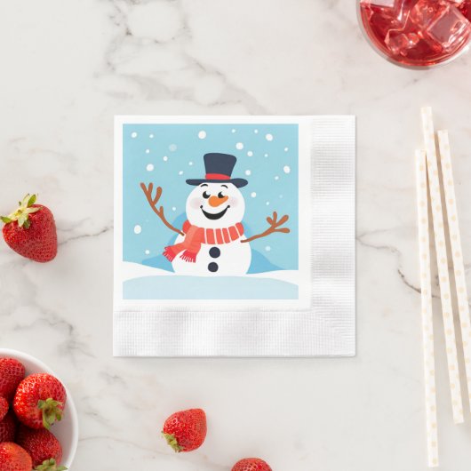 Serviette En Papier Snowman Noël Fête Papier Napkin (En situation)