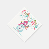 Serviette En Papier Snowman Noël Turquoise Rose rouge Personnalisé (Coin)