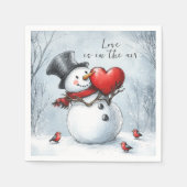 Serviette En Papier Snowman offre l'amour avec un grand coeur (Devant)