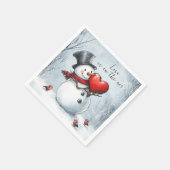 Serviette En Papier Snowman offre l'amour avec un grand coeur (Coin)