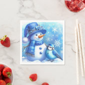 Serviette En Papier Snowman Paper Napkin (En situation)