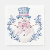 Serviette En Papier Snowman rose et bleu (Devant)