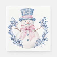 Snowman rose et bleu