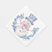 Serviette En Papier Snowman rose et bleu (Coin)