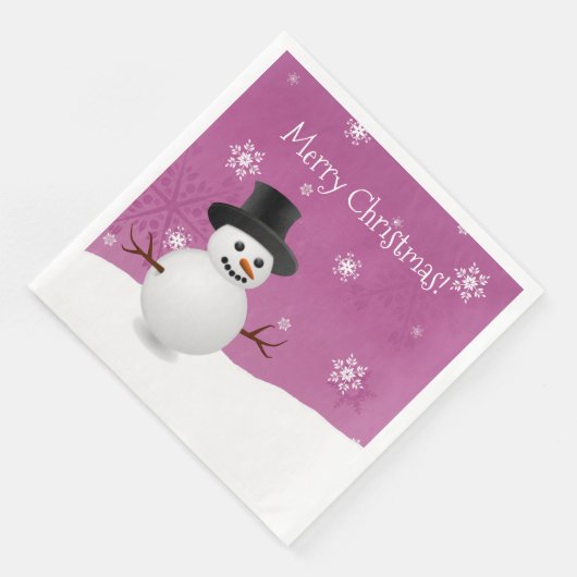 Serviette En Papier Snowman rose scène d'hiver Papier de Noël Napkin (Coin)