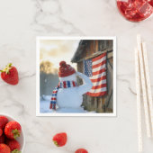 Serviette En Papier Snowman Saluting an American Flag (En situation)