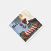 Serviette En Papier Snowman Saluting an American Flag (Coin)