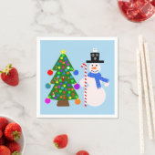 Serviette En Papier Snowman & sapin de Noël #3 Napkins (En situation)