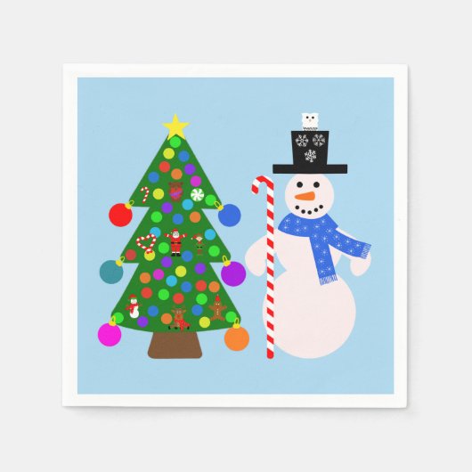 Serviette En Papier Snowman & sapin de Noël #3 Napkins (Devant)